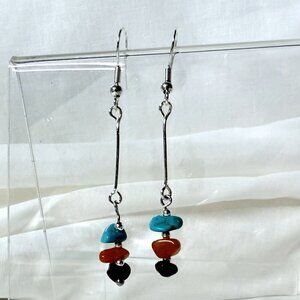 Carnelian Agate Howlite Sterling Silver Beaded Earrings